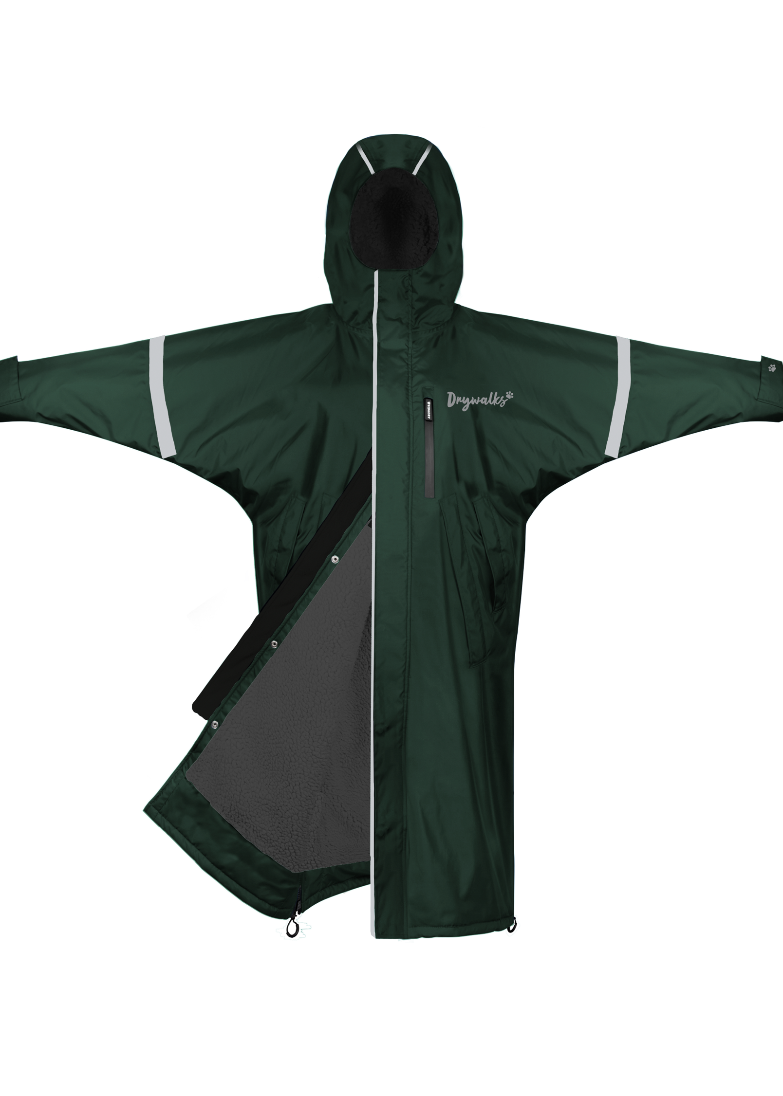 Drywalks Winter Walker Waterproof Dog Walking Coat in black forest green