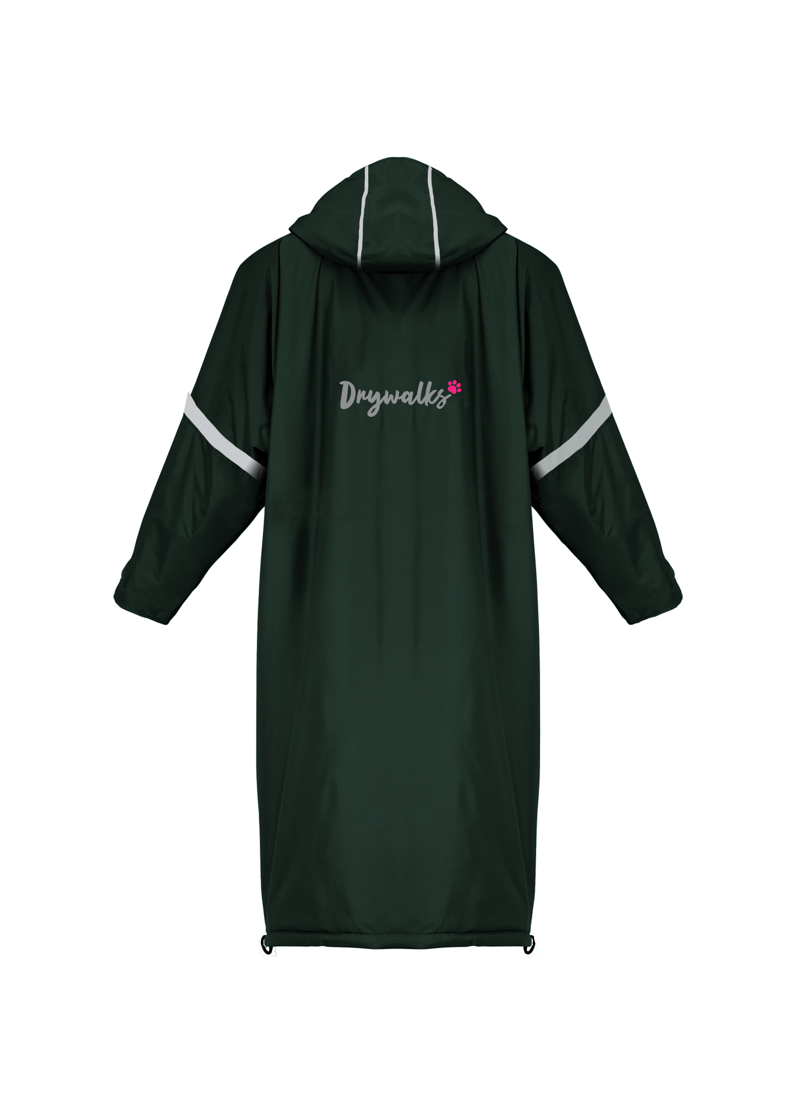 Drywalks Winter Walker Waterproof Dog Walking Coat in black forest green/pink