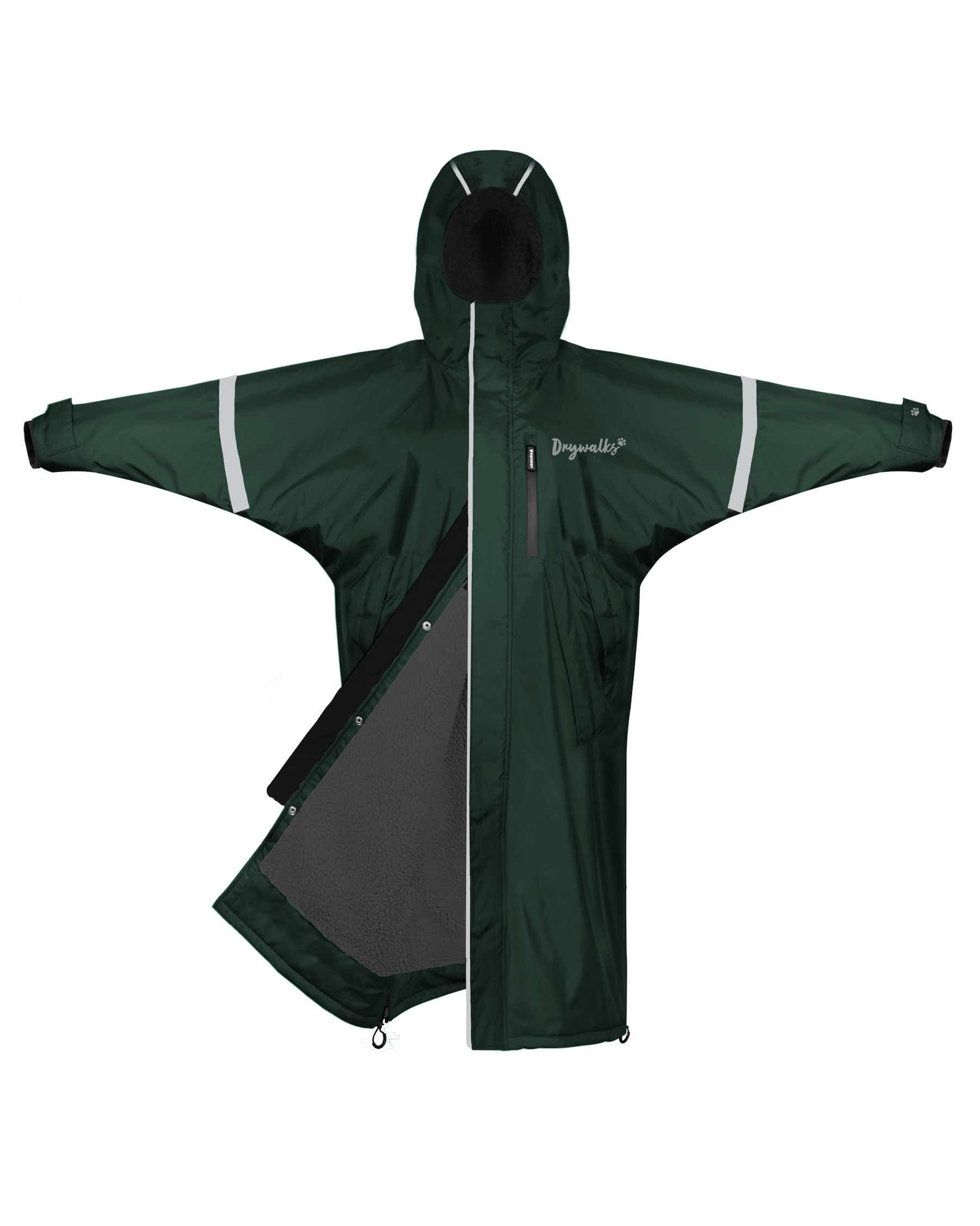 Drywalks Winter Walker Waterproof Dog Walking Coat in black forest green