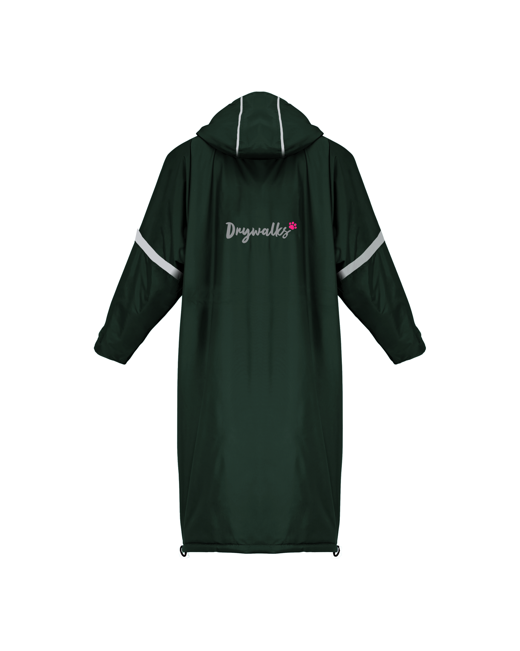 Drywalks Winter Walker Waterproof Dog Walking Coat in black forest green/pink